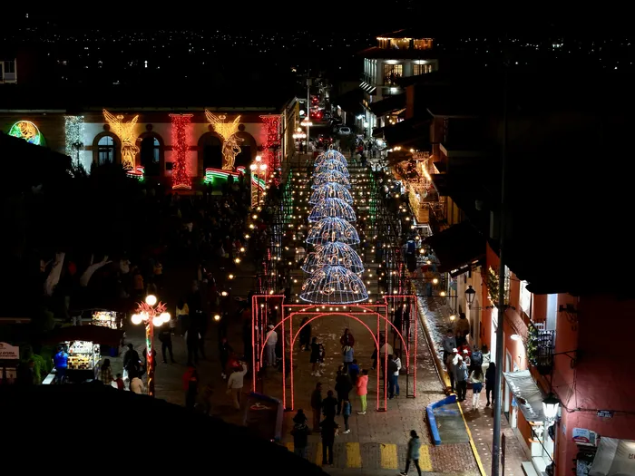 A tunnel of lights over the main street during the Independence celebrations